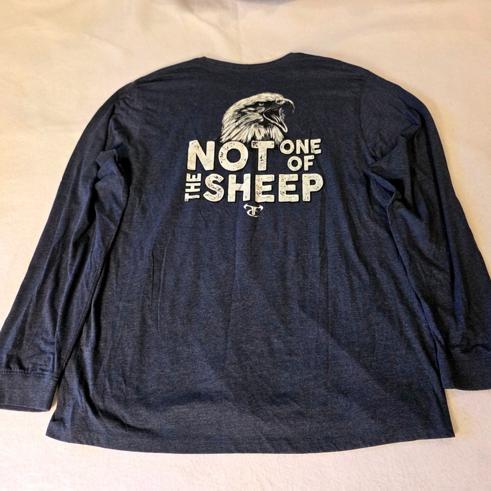 TrueTimber Mens 2XL Long Sleeve Graphic T-Shirt Navy Eagle Not One Of The Sheep